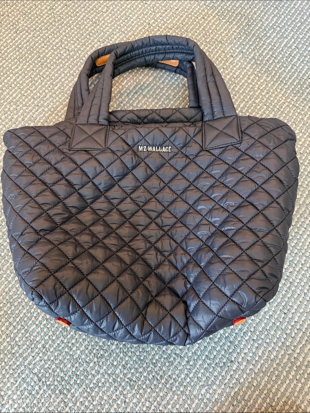 MZ Wallace Quilted Navy Tote Bag - Dawn Small Metro Tote Deluxe